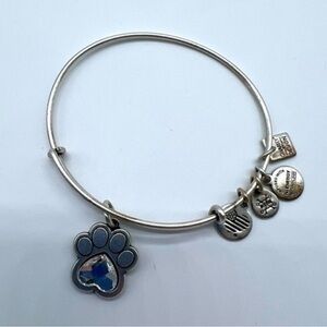 Alex and Ani Dog Paw Prints of Love Bracelet -Silver Tone, Crystal Charm